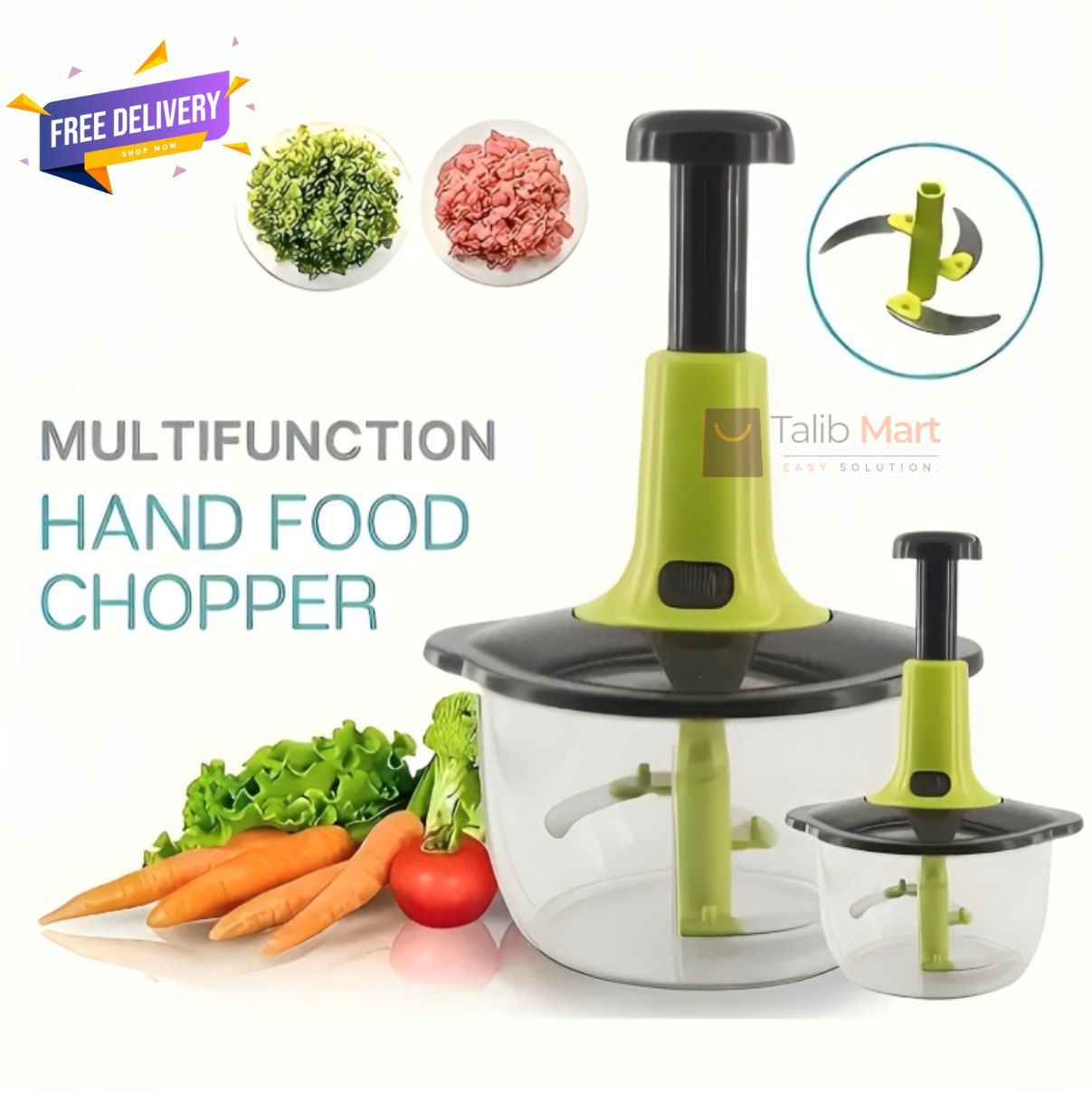 Manual Hand Food Chopper Machine for Meat & Vegetables | Hand-Powered Kitchen Cutter