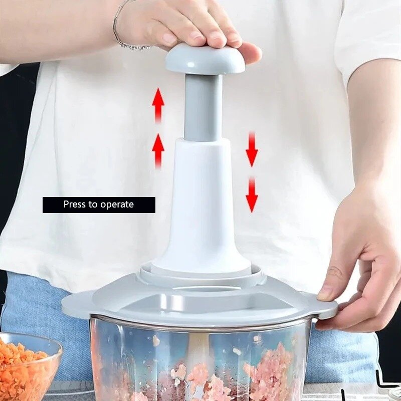 Manual Hand Food Chopper Machine for Meat & Vegetables | Hand-Powered Kitchen Cutter